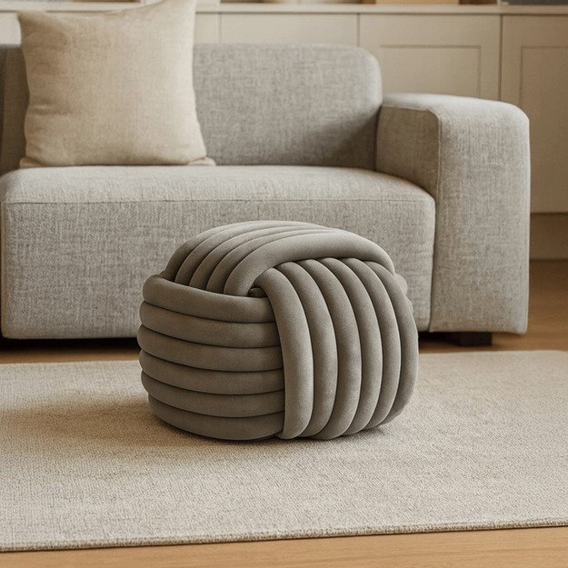 Magma MAGMA modernus pilkas aksominis austas pufas