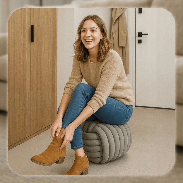 Magma MAGMA modernus pilkas aksominis austas pufas 2