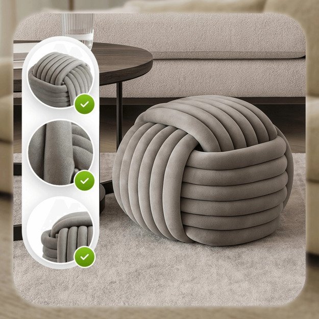 Magma MAGMA modernus pilkas aksominis austas pufas 1