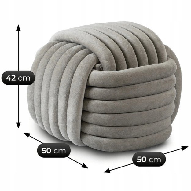 Magma MAGMA modernus pilkas aksominis austas pufas 7