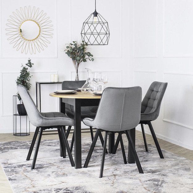 Rikas Minkštas svetainės krėslas RICK pilkas aksomas modernus loftas 2