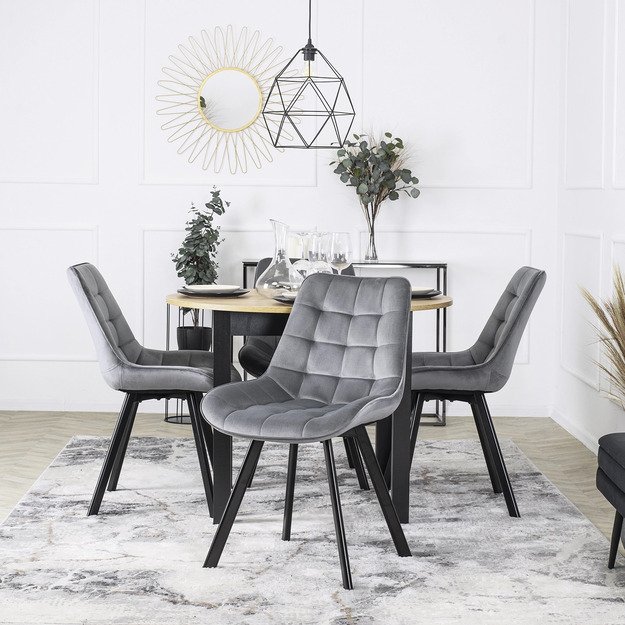 Rikas Minkštas svetainės krėslas RICK pilkas aksomas modernus loftas 1