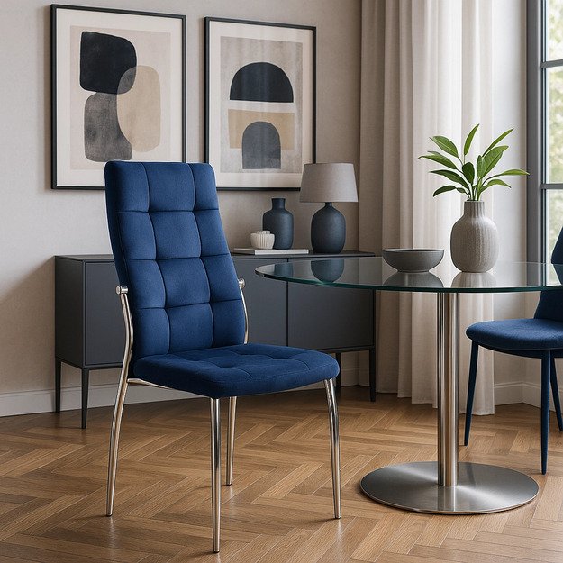 MOLLY tamsiai mėlyna aksominė kėdė 1