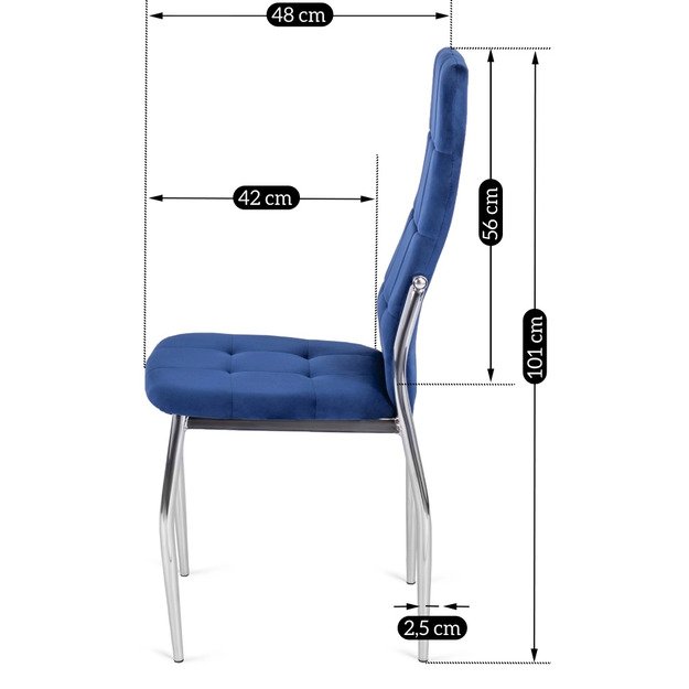 MOLLY tamsiai mėlyna aksominė kėdė 6
