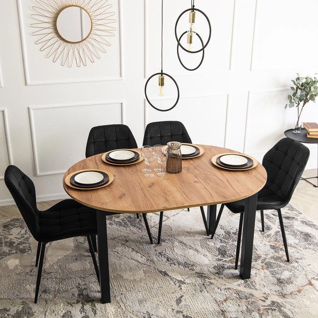 LUCKY kėdė, juoda su baltomis aksominėmis kojelėmis 2