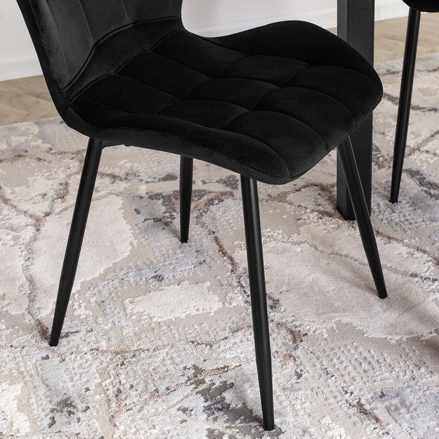 LUCKY kėdė, juoda su baltomis aksominėmis kojelėmis 6