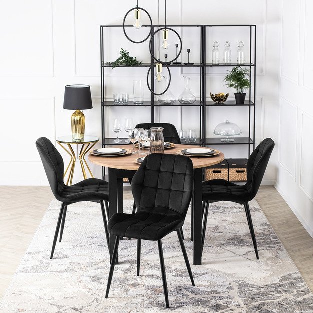 LUCKY kėdė, juoda su baltomis aksominėmis kojelėmis 1