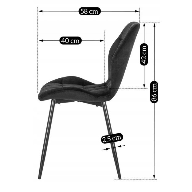 LUCKY kėdė, juoda su baltomis aksominėmis kojelėmis 11