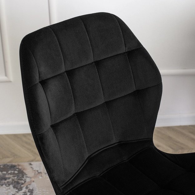 LUCKY kėdė, juoda su baltomis aksominėmis kojelėmis 5