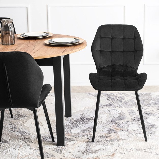 LUCKY kėdė, juoda su baltomis aksominėmis kojelėmis 4