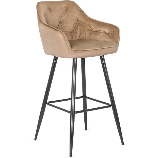 Salemas Apmuštas baro kėdė SALEM, smėlio spalvos, aksomas, modernus loftas 1