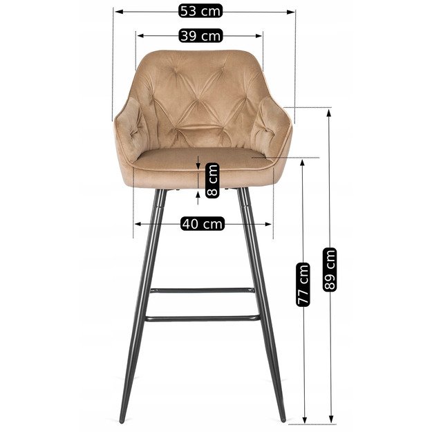 Salemas Apmuštas baro kėdė SALEM, smėlio spalvos, aksomas, modernus loftas 6