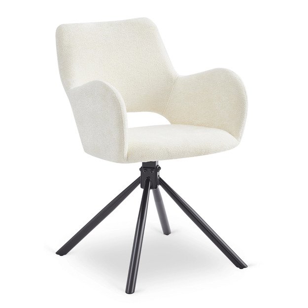 Skonis FLAV kreminės spalvos modernus minkštas svetainės krėslas