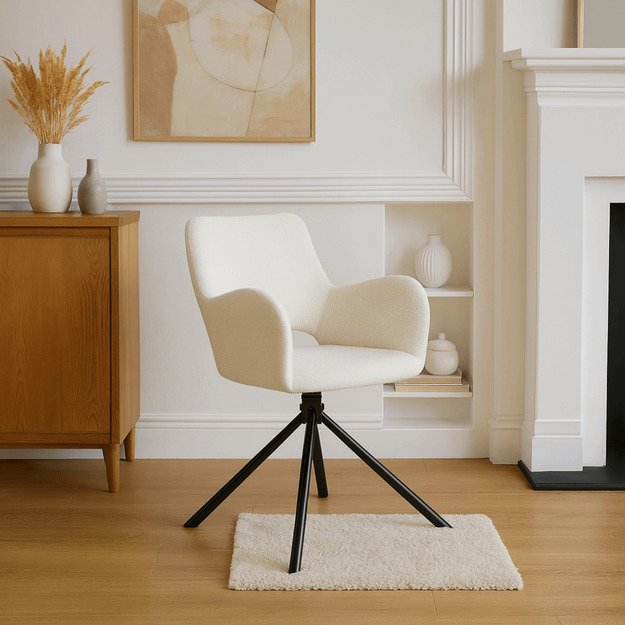 Skonis FLAV kreminės spalvos modernus minkštas svetainės krėslas 1