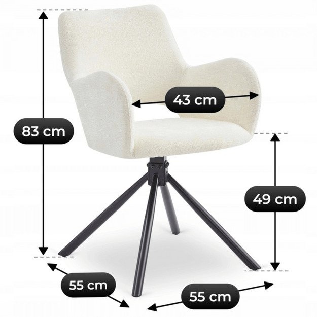 Skonis FLAV kreminės spalvos modernus minkštas svetainės krėslas 6