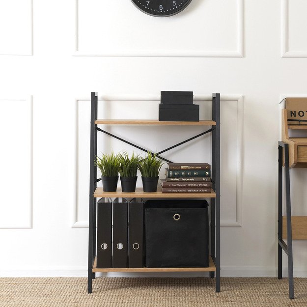 Vioras VIOR žema atvira lentyna svetainei, riešuto spalvos/juoda, modernūs žaislai 1