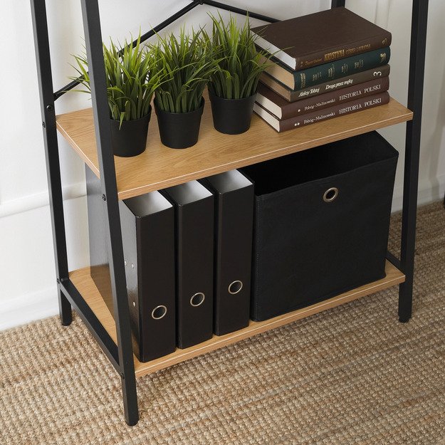 Vioras VIOR žema atvira lentyna svetainei, riešuto spalvos/juoda, modernūs žaislai 3