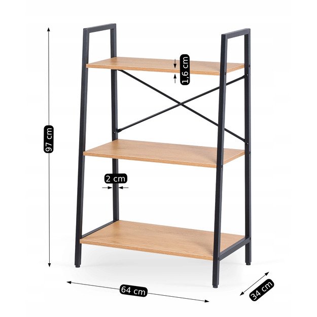 Vioras VIOR žema atvira lentyna svetainei, riešuto spalvos/juoda, modernūs žaislai 7