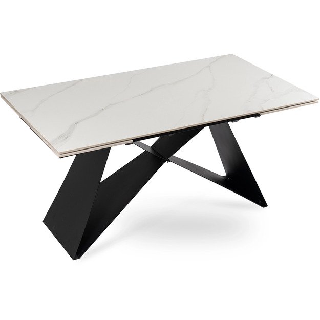 Viktoras VICTOR stačiakampis ištraukiamas stalas, 160–240 cm, keramika, baltas marmuras/juodas, moderniam lofto stiliaus valgomajam 11