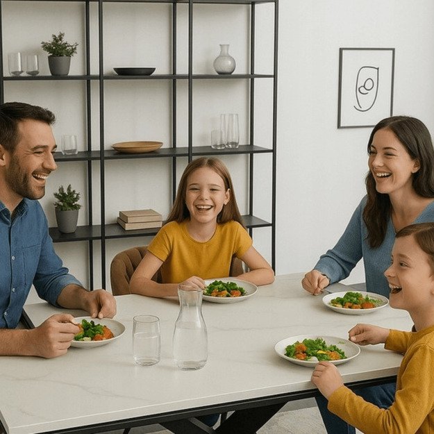 Viktoras VICTOR stačiakampis ištraukiamas stalas, 160–240 cm, keramika, baltas marmuras/juodas, moderniam lofto stiliaus valgomajam 2