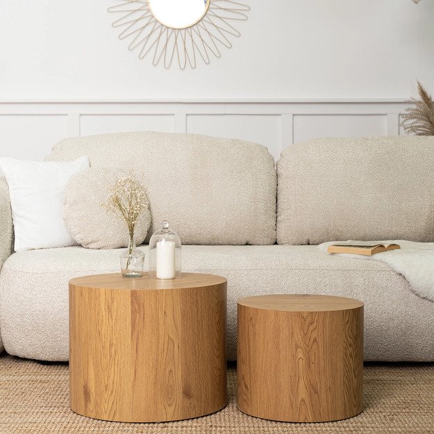 Leila LEILA kavos staliukų komplektas, 43 cm/53 cm, natūralus ąžuolas, skandinaviškas, loftas