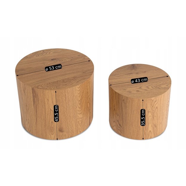 Leila LEILA kavos staliukų komplektas, 43 cm/53 cm, natūralus ąžuolas, skandinaviškas, loftas 10