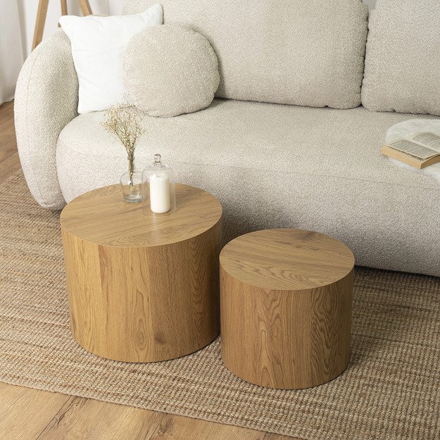 Leila LEILA kavos staliukų komplektas, 43 cm/53 cm, natūralus ąžuolas, skandinaviškas, loftas 1