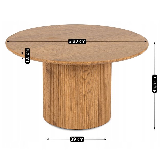 Maylin Max MAYLIN MAX kavos staliukas, 80 cm, ąžuolo spalvos, modernus lofto stiliaus 7