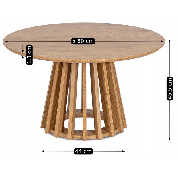 Harper Max HARPER MAX kavos staliukas, 80 cm, ąžuolo spalvos, modernus lofto stiliaus 7