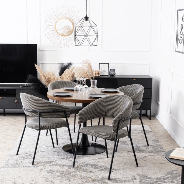 Tinka TINKA minkštas krėslas, pilkas, velvetas, modernus loftas