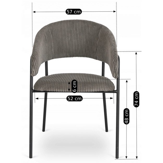 Tinka TINKA minkštas krėslas, pilkas, velvetas, modernus loftas 9