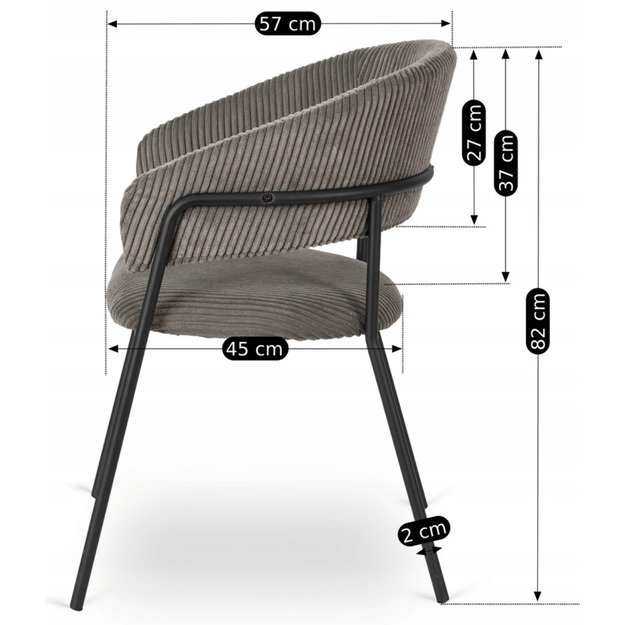 Tinka TINKA minkštas krėslas, pilkas, velvetas, modernus loftas 10