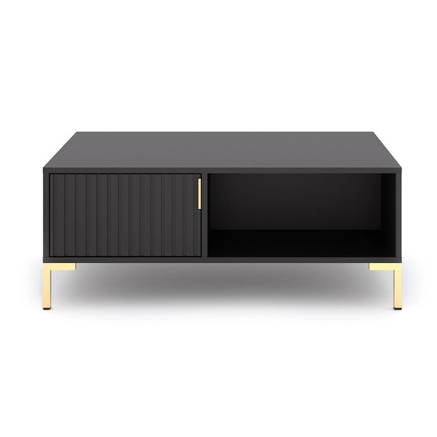 Torello TORELLO svetainės kavos staliukas, 100 cm, juodas, grioveliai, modernus 3