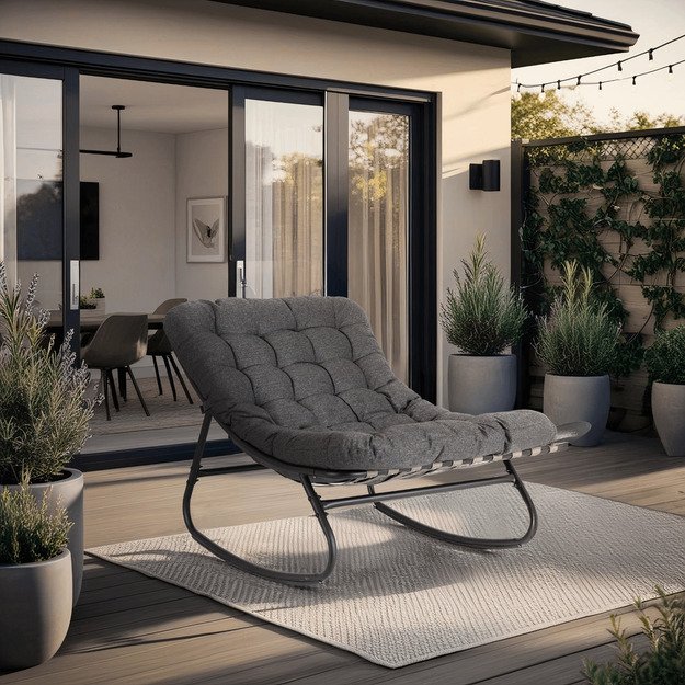 AURORA sodo supamoji kėdė su rogutėmis, moderni pilka 1