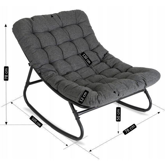 AURORA sodo supamoji kėdė su rogutėmis, moderni pilka 9