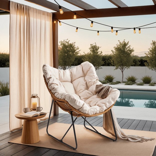 Eltonas ELTON supamoji sodo kėdė ant pakeliamų slydimų, smėlio spalvos, moderni