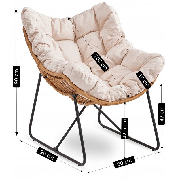 Eltonas ELTON supamoji sodo kėdė ant pakeliamų slydimų, smėlio spalvos, moderni 5