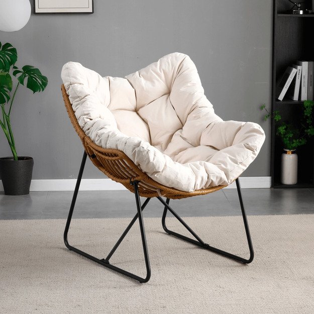 Eltonas ELTON supamoji sodo kėdė ant pakeliamų slydimų, smėlio spalvos, moderni 1