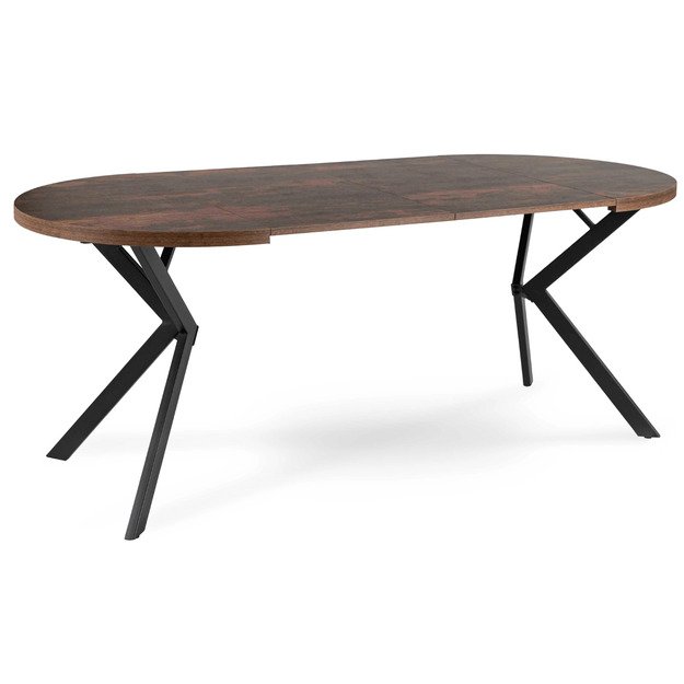 Lugo LUGO išskleidžiamas apvalus stalas, 90–190 cm, riešuto spalvos/juodas, lofto stiliaus 10