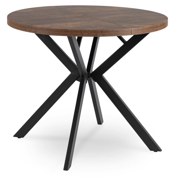 Lugo LUGO išskleidžiamas apvalus stalas, 90–190 cm, riešuto spalvos/juodas, lofto stiliaus 5