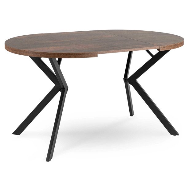 Lugo LUGO išskleidžiamas apvalus stalas, 90–190 cm, riešuto spalvos/juodas, lofto stiliaus 9