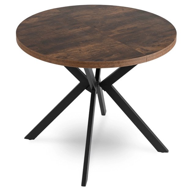 Lugo LUGO išskleidžiamas apvalus stalas, 90–190 cm, riešuto spalvos/juodas, lofto stiliaus 7