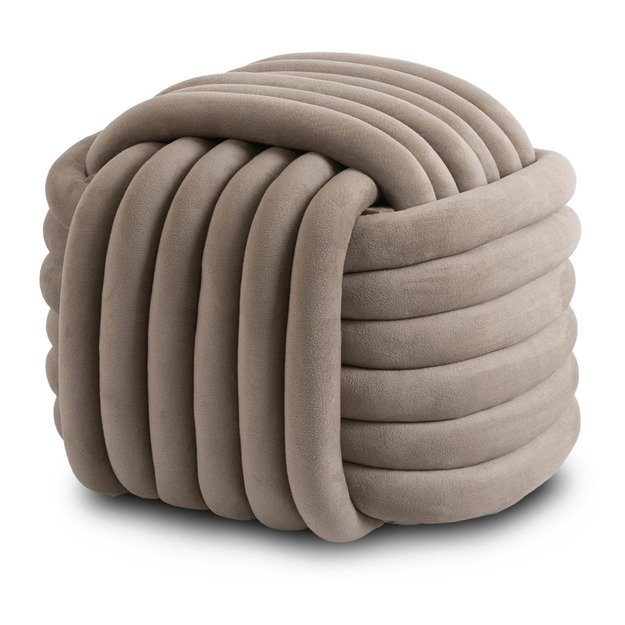  MAGMA smėlio spalvos modernus austas aksominis pufas 4