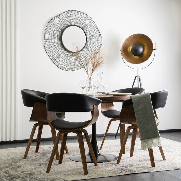 Ohajas Apmuštas valgomojo krėslas „Bentwood“, juodas, eko oda, modernus loftas, Ohio 6