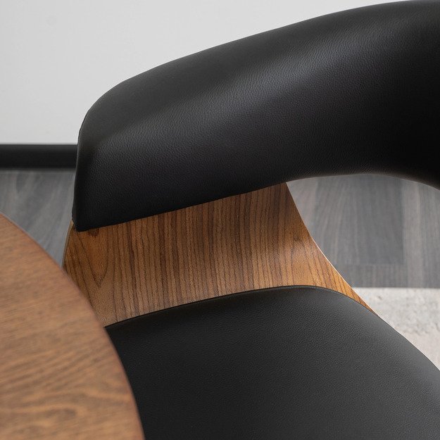 Ohajas Apmuštas valgomojo krėslas „Bentwood“, juodas, eko oda, modernus loftas, Ohio 3