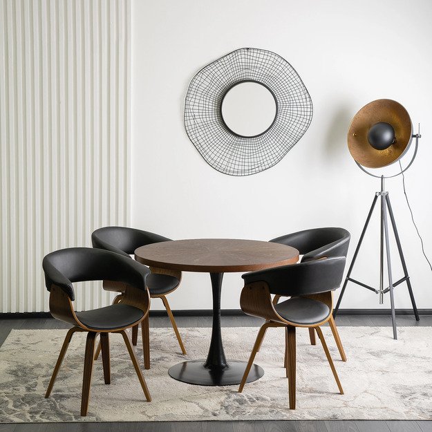 Ohajas Apmuštas valgomojo krėslas „Bentwood“, juodas, eko oda, modernus loftas, Ohio 7