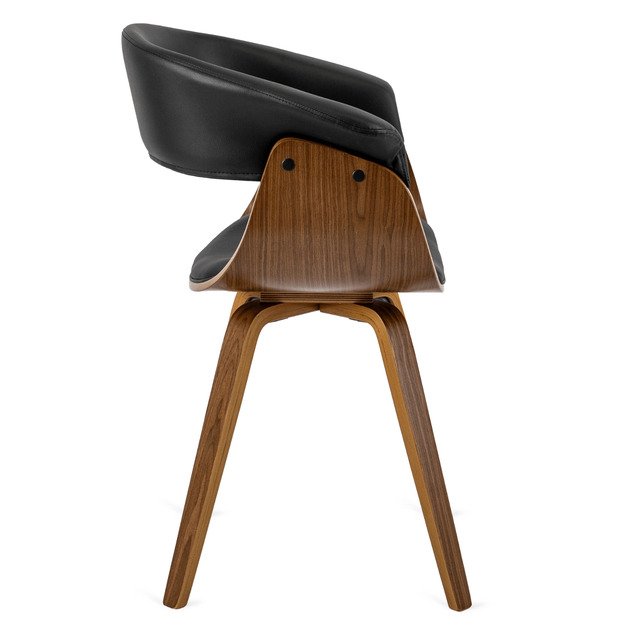 Ohajas Apmuštas valgomojo krėslas „Bentwood“, juodas, eko oda, modernus loftas, Ohio 12