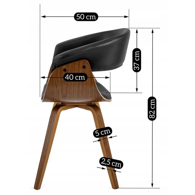 Ohajas Apmuštas valgomojo krėslas „Bentwood“, juodas, eko oda, modernus loftas, Ohio 14