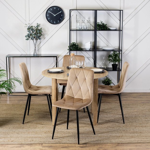 Robinas ROBIN apmuštas svetainės krėslas, smėlio spalvos, aksominis, modernus loftas 1