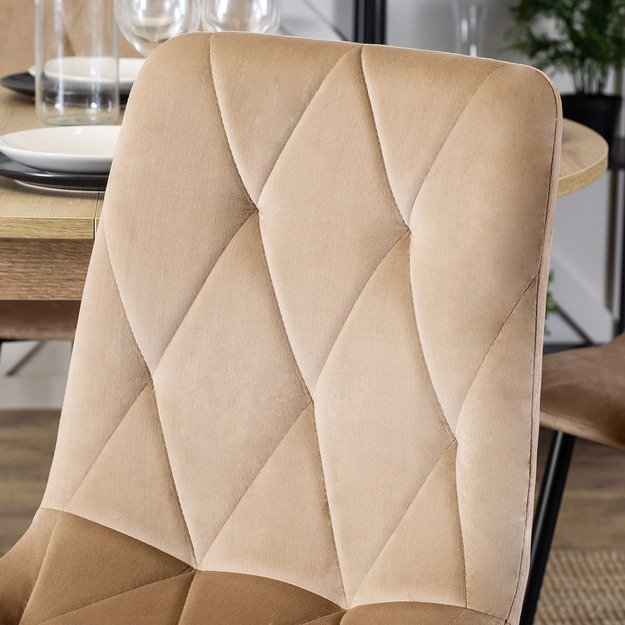 Robinas ROBIN apmuštas svetainės krėslas, smėlio spalvos, aksominis, modernus loftas 4